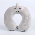 Cuscino da viaggio a forma di unicorno grigio in memory foam con ricamo - Unicorno Grigio