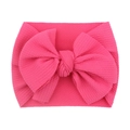 Pink newborn baby headband featuring a large bow in soft ribbed elastic fabric - Rose Red