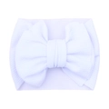 Soft white baby headband with large waffle texture bow for infants and toddlers - White