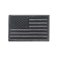 Tactical black embroidered USA flag patch with hook and loop fastener backing - Gray