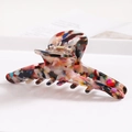 Detail view of large marble texture hair claw clip with colorful acetate pattern - S138-12 Colorful Stone Chips