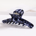 Detail of blue and white marble pattern hair claw clip on minimalist white surface - S138-11 Blue & White Marble