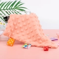 Orange pink baby security blanket with dotted minky fabric and colorful sensory ribbons - Orange Pink