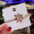 Floral duckbill hair clip with brown crystal petals and zircon butterfly detail - Crystal Plum Flower Coffee Clip