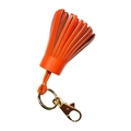 Pendentif pampille en cuir de mouton orange avec anneau de porte-clés en métal doré chic - Orange