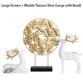 Luxus Heimdeko-Set mit Marmor-Hirschfiguren und goldenem Sichtschutz-Ornament - Großer Schirm + Marmormuster-Hirsch (mit Kristallkugel)