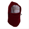 Burgundy winter balaclava with thick fleece lining and adjustable black drawstrings - Fleece Lined Wine Red