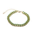 Bracciale cubano placcato oro con smalto verde e catenina di regolazione - Bracciale in smalto verde