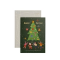3D hollow Christmas card in green with matching gold line envelope set - Hollow Christmas Tree Charm