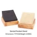Beveled wooden pendant stand with velvet finish in grey and beige colors - Inclined Pendant Stand / Off White