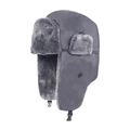 Deep grey winter trapper hat with warm plush lining and windproof waterproof fabric - L (58-60cm) / Gray