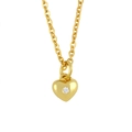 Elegant 18K gold-plated heart pendant necklace with center zircon on cross chain - Heart