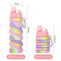 Macaron colorful silicone collapsible water bottle in 500ml and 225ml sizes with carabiner - 500ml / Camouflage Pink A
