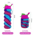 Collapsible silicone sports bottle in pink camouflage with 500ml capacity and metal carabiner - 500ml / Camouflage Rose Red B