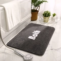 Gray plush rectangular bathroom mat with Both text on marble floor by bathtub - 40x60cm / Starry Grey