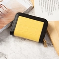 Yellow crocodile pattern credit card wallet with black trim and gold zipper closure - Light Yellow