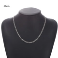 Men's 60cm silver-tone Figaro chain necklace displayed on a professional neck bust - 60CM / Silver