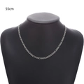 Classic 55cm silver Figaro chain necklace for men shown on black neck mannequin display - 55cm / Silver