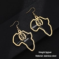 Detail view of African map hollow earrings in gold stainless steel with Adinkra symbol - Style 2 Adinkra Symbol / Gold