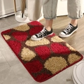 Durable anti-slip entryway mat with red beige and brown circular patterns for home - Red Stone