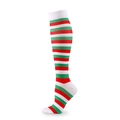 Knee-high compression socks with festive red, green and white horizontal stripes - Red Green & White Stripes