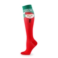 Christmas compression socks in red and green featuring Santa Claus and fun holiday text - Santa Claus Hat Pattern