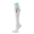 Knee-high Christmas compression socks featuring festive white snowman print and blue cuff - Snowman