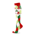 Festive Christmas argyle compression socks with Santa Claus and tree patterns - Argyle Santa Claus