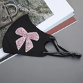 Black ice silk sun protection face mask featuring a sparkling pink butterfly rhinestone pattern - Bowknot-Pink