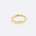 Close-up of golden wave pattern adjustable ring with polished stainless steel finish - Adjustable Open Gold / Aquarius