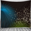 Arazzo natalizio astratto con motivo a raggiera blu e verde su tessuto nero decorativo - 150x130cm / Galassia Astratta di Fuochi d'Artificio Nero / Nero