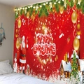Tapiz navideño con Papá Noel y texto de Merry Christmas para decorar pared de dormitorio - 150x130cm / Papá Noel Rojo Clásico