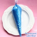 Detail of pearlescent lake blue DIY craft cream glue in transparent piping bag packaging - 100 g / Pearlescent Lake Blue