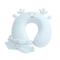 Light blue memory foam cartoon deer travel neck pillow and sleep mask set - Cartoon Set / Blue Goat + Eye Mask Set