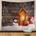 Tapiz navideño con muñeco de nieve y faroles para decoración de paredes de habitación - 150x130cm / Muñeco de Nieve Linterna