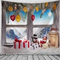 Arazzo natalizio con vista sulla montagna innevata e decorazioni festive per pareti - 150x130cm / Babbo Natale e Slitta