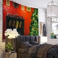 Christmas fireplace and festive tree tapestry wall hanging for bedroom decor - Christmas Tree and Fireplace (Color 5)