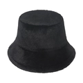 Plush solid black faux mink fur bucket hat for winter warmth and windproof ear protection - Adult 58CM / Black