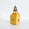 Yellow Christmas gift box with gingerbread man pattern and snowman-shaped cat handle - Yellow
