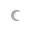 Broche de media luna plateado con diamantes de imitación para mujer sobre fondo blanco - Plateado
