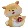 Cute Shiba Inu car ornament winking and holding a red cup, cartoon resin decor - Mini Model D / Original