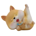 Cute Shiba Inu car ornament in lying pose, smiling brown resin puppy figurine - Mini Model C / Original