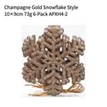 Lot de 6 flocons de neige pailletés champagne doré pour sapin de Noël, taille 10x9cm - Flocon de Neige Champagne / 6 Pcs