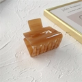 Square amber leopard print acetate hair claw clip with glossy tortoise shell finish - Light Coffee