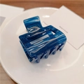 Dark blue acetate hair claw clip with white water ripple pattern and subtle shimmer - Starry Blue
