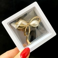 Elegant gold bow brooch with white pearls in a portable PE film gift box - Bow Style (XZ099 Gold)