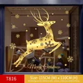 Golden Christmas reindeer and snowflakes window sticker set with Merry Christmas text - T816 Christmas Reindeer Left