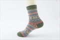 Green vintage Fair Isle style wool blend warm socks with traditional geometric patterns - One Size / Grass Green