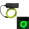 Neon yellow EL wire with black battery pack controller showing bright green light glow - 3M / Fluorescent Green