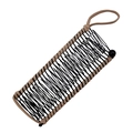 Detail of banana hair clip with khaki and black elastic bands and plastic beads - 30 Teeth / Light Coffee